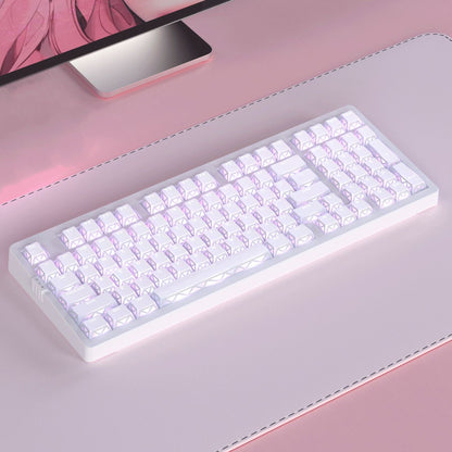 YMDK 130 Keys Imperial Light Theme White Backlit Shine Through Cherry Profile Keycaps for 68/75/87/98/104/108 MX Mechanical Keyboards