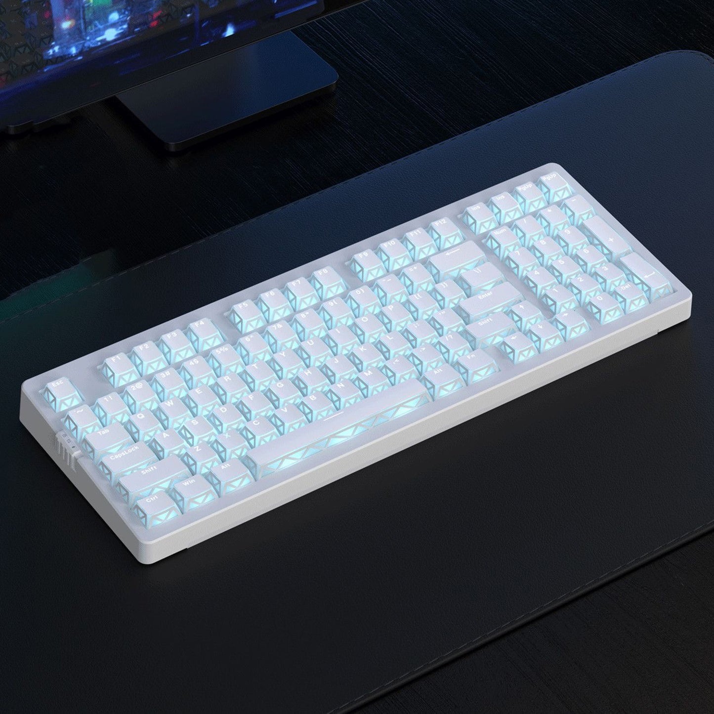 YMDK 130 Keys Imperial Light Theme White Backlit Shine Through Cherry Profile Keycaps for 68/75/87/98/104/108 MX Mechanical Keyboards