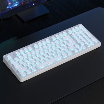 YMDK 130 Keys Imperial Light Theme White Backlit Shine Through Cherry Profile Keycaps for 68/75/87/98/104/108 MX Mechanical Keyboards