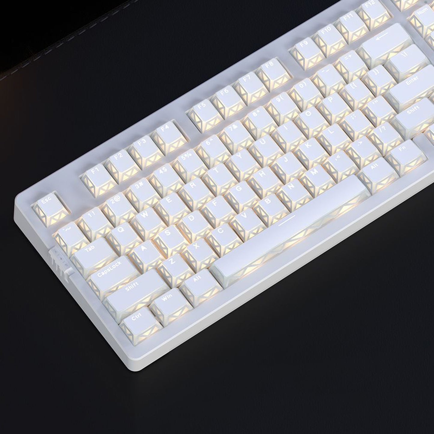 YMDK 130 Keys Imperial Light Theme White Backlit Shine Through Cherry Profile Keycaps for 68/75/87/98/104/108 MX Mechanical Keyboards
