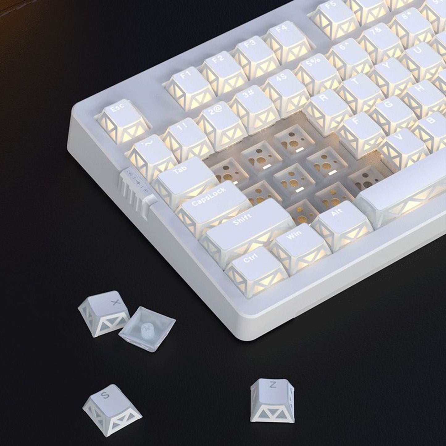 YMDK 130 Keys Imperial Light Theme White Backlit Shine Through Cherry Profile Keycaps for 68/75/87/98/104/108 MX Mechanical Keyboards