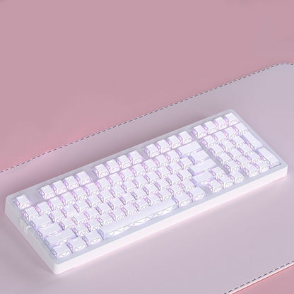 YMDK 130 Keys Imperial Light Theme White Backlit Shine Through Cherry Profile Keycaps for 68/75/87/98/104/108 MX Mechanical Keyboards