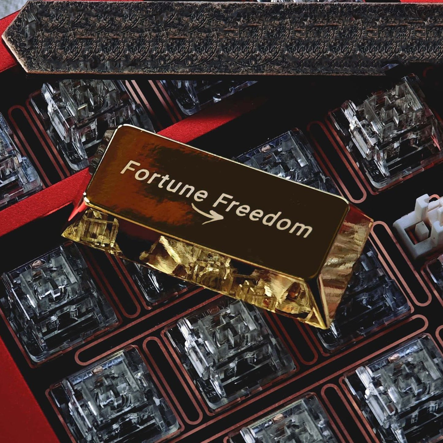 1pcs R2 Enter 2.25U Fortune Freedom Theme Keycap Personalized Metal Gold Cherry Profile Keycaps for MX Mechanical Keyboard