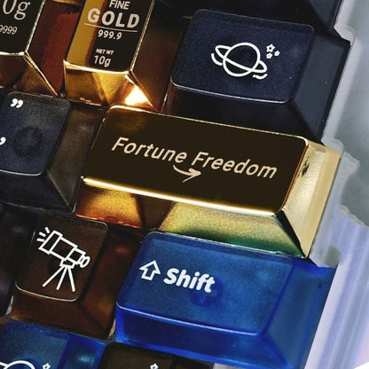 1pcs R2 Enter 2.25U Fortune Freedom Theme Keycap Personalized Metal Gold Cherry Profile Keycaps for MX Mechanical Keyboard