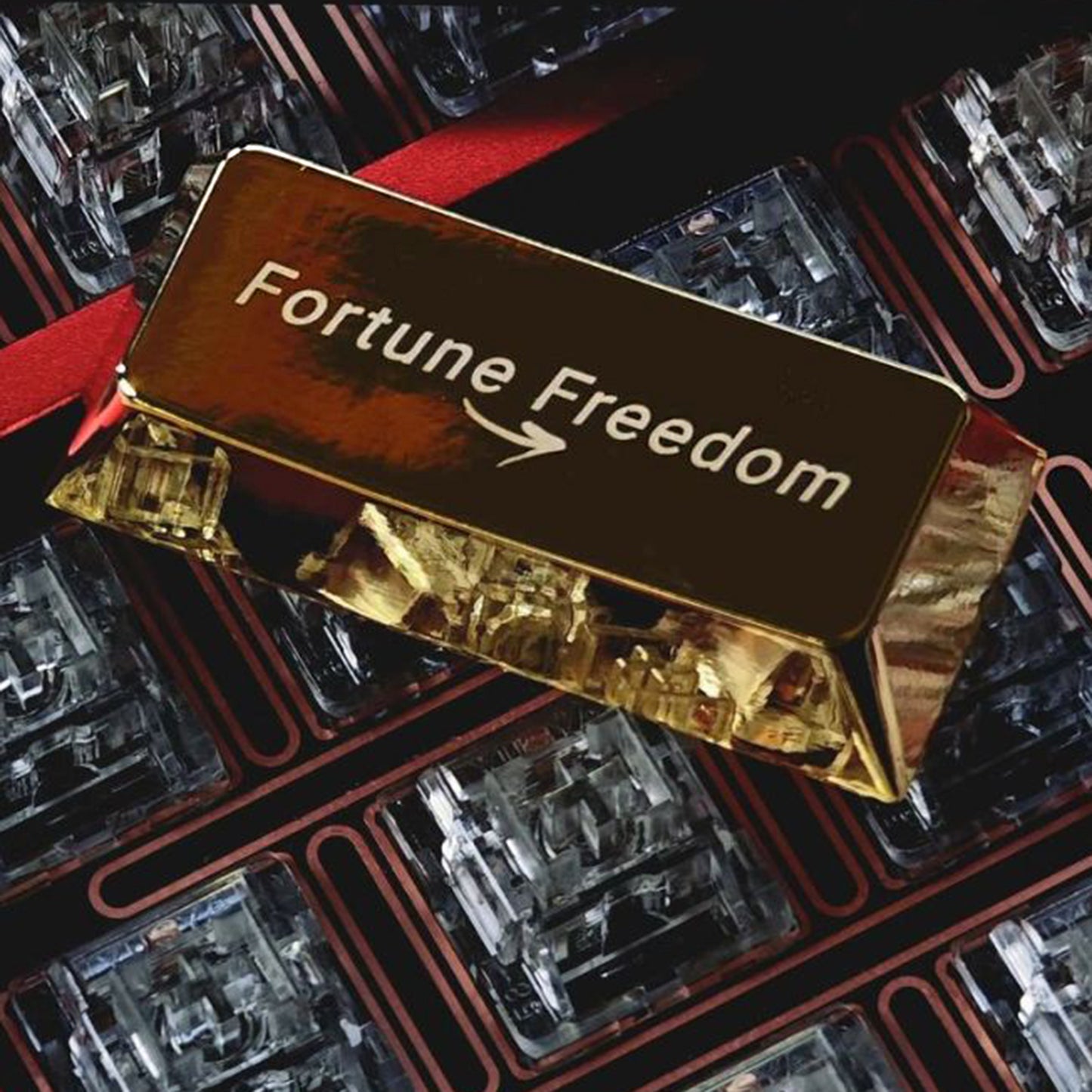1pcs R2 Enter 2.25U Fortune Freedom Theme Keycap Personalized Metal Gold Cherry Profile Keycaps for MX Mechanical Keyboard