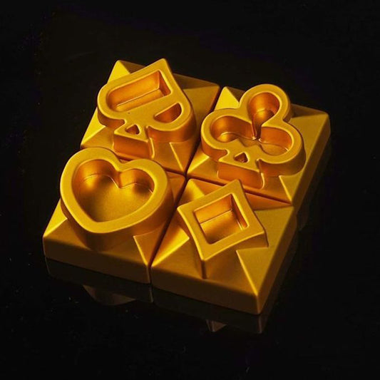 4pcs Metal Playing Card Themed Poker Keycaps Matte Gold Arrow Keys Electroplated Personalized Keycap for MX Mechanical Keyboard