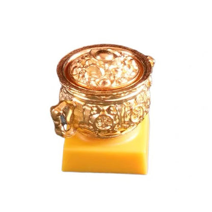 YMDK 1pcs Treasure Bowl Keycap 1u Gold Resin Personalized Keycaps for MX Mechanical Keyboard