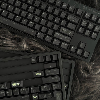 YMDK 143 Keys Punk Dark Style Black PBT Cherry Profile Dye Sub Custom Keycaps for 61/68/75/87/98/104/108 MX Mechanical Keyboard