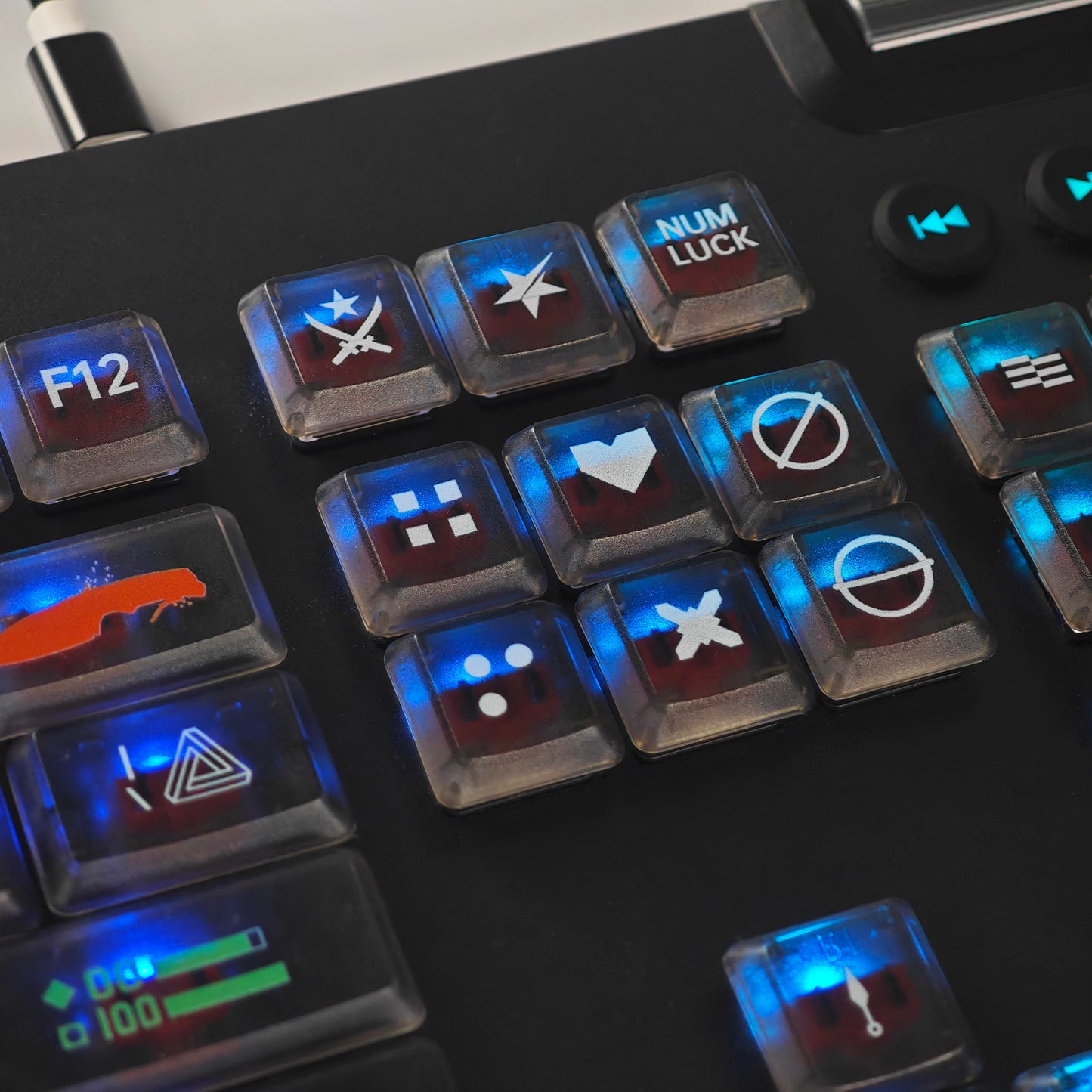 YMDK Fearless Compact Striker 112 Keys keycaps Black PC Transparent Low Profile keycap Compatible with Logitech G915 G915TKL G913 G913 TKL G815 G813