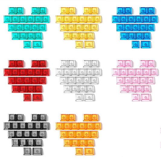 21 Keys Transparent PC Blank Cherry Profile Shine Through Black White Yellow Pink Blue Orange Red Keycaps for MX Keyboard DIY
