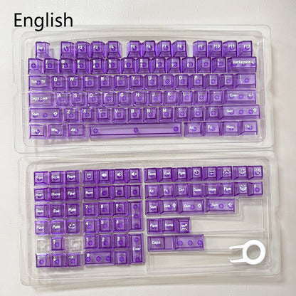 136 Keys English Korean Russian Japanese Shine Through PC Top Print Cherry Profile Color Keycaps for 61/68/84/104/108 MX Mechanical Keyboards