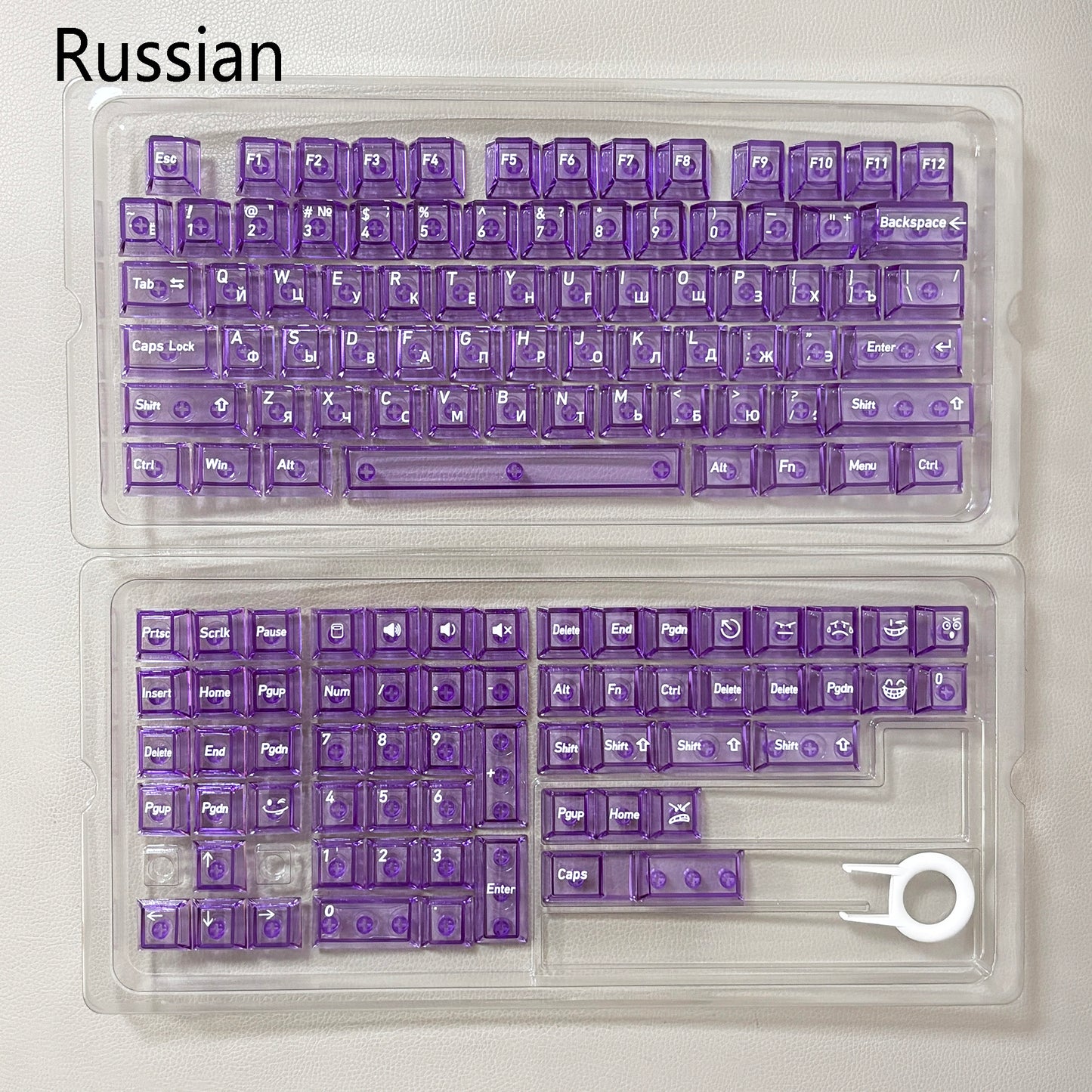 136 Keys English Korean Russian Japanese Shine Through PC Top Print Cherry Profile Color Keycaps for 61/68/84/104/108 MX Mechanical Keyboards