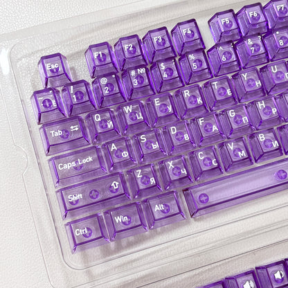 136 Keys English Korean Russian Japanese Shine Through PC Top Print Cherry Profile Color Keycaps for 61/68/84/104/108 MX Mechanical Keyboards