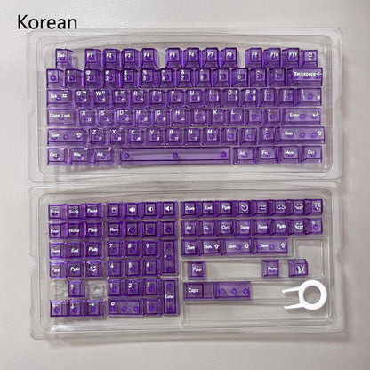 136 Keys English Korean Russian Japanese Shine Through PC Top Print Cherry Profile Color Keycaps for 61/68/84/104/108 MX Mechanical Keyboards
