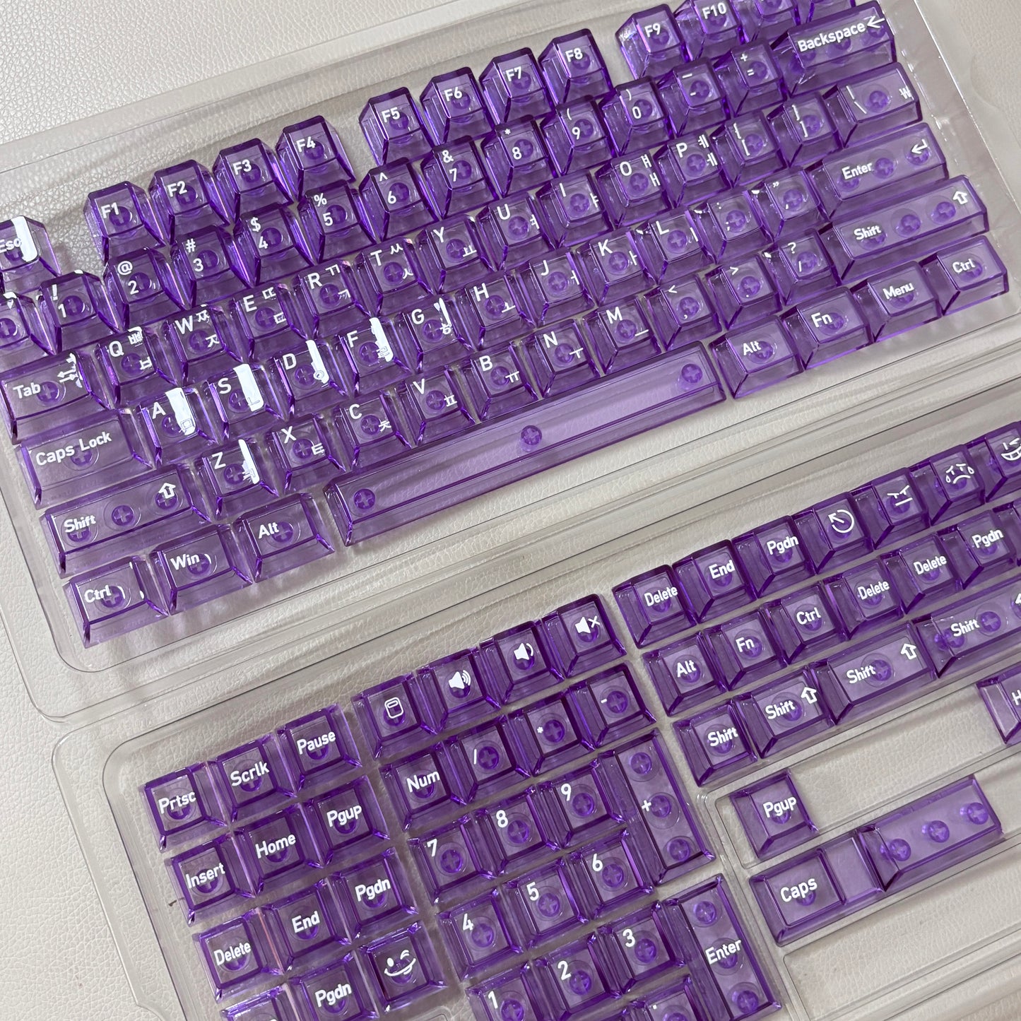 136 Keys English Korean Russian Japanese Shine Through PC Top Print Cherry Profile Color Keycaps for 61/68/84/104/108 MX Mechanical Keyboards