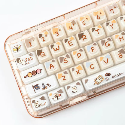 YMDK 119 Keys Coffee Sushi Cat PC ABS Cute Crystal Jelly MAO Profile Top Print Keycaps for 61/68/87/104/108 MX Mechanical Keyboards