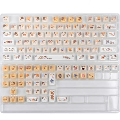 YMDK 119 Keys Coffee Sushi Cat PC ABS Cute Crystal Jelly MAO Profile Top Print Keycaps for 61/68/87/104/108 MX Mechanical Keyboards