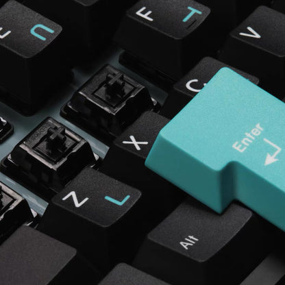 YMDK 143 Keys Black Mint Theme Cherry Profile PBT Dye Sub Top Print Keycaps for 61/68/87/104/108 MX Mechanical Keyboards