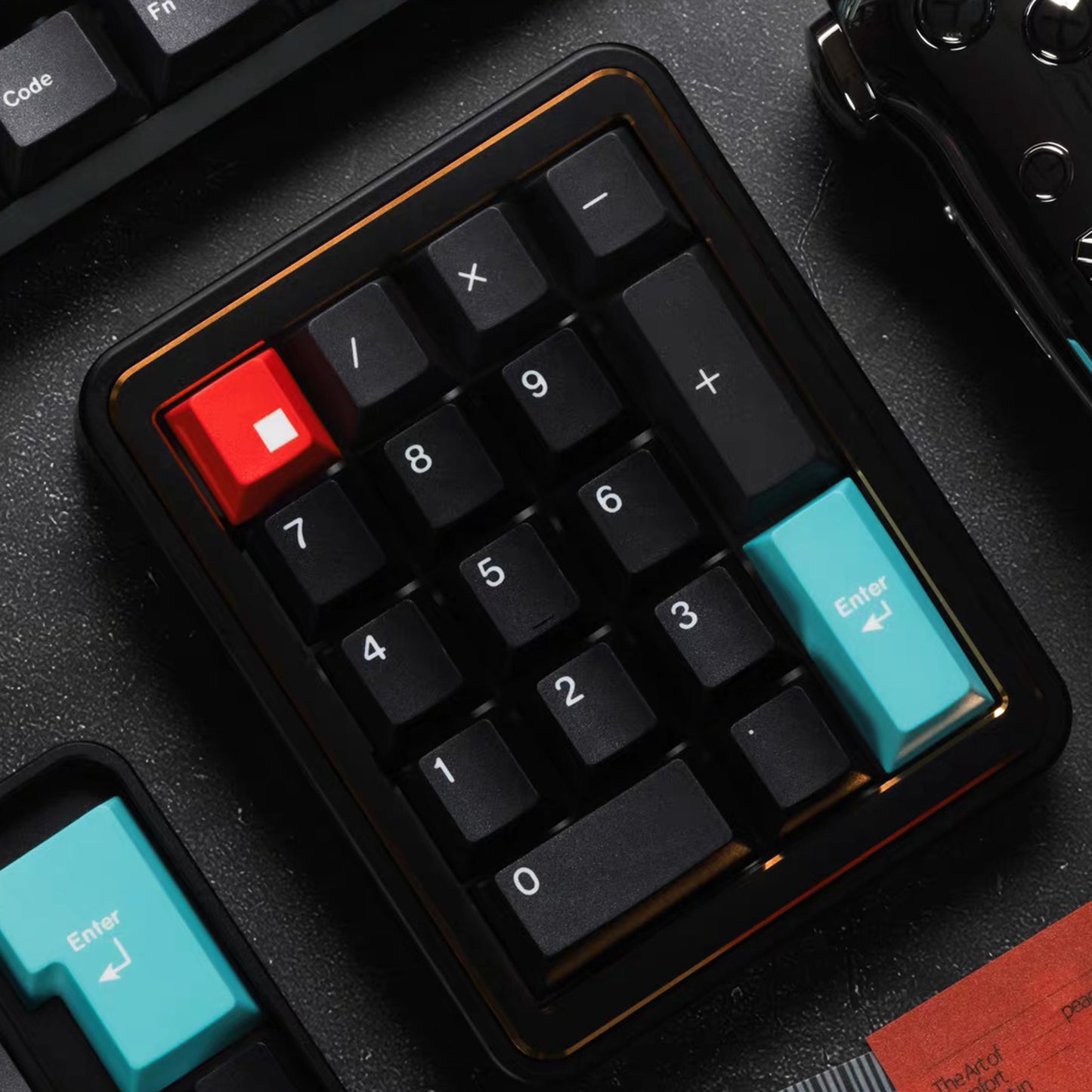 YMDK 143 Keys Black Mint Theme Cherry Profile PBT Dye Sub Top Print Keycaps for 61/68/87/104/108 MX Mechanical Keyboards
