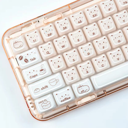 YMDK 119 Keys Coffee Sushi Cat PC ABS Cute Crystal Jelly MAO Profile Top Print Keycaps for 61/68/87/104/108 MX Mechanical Keyboards