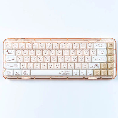 YMDK 119 Keys Coffee Sushi Cat PC ABS Cute Crystal Jelly MAO Profile Top Print Keycaps for 61/68/87/104/108 MX Mechanical Keyboards
