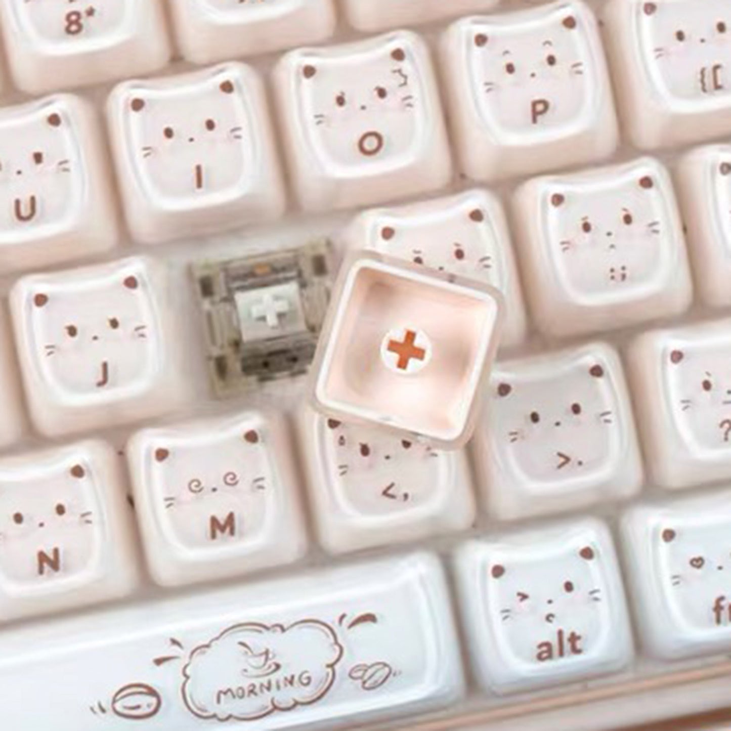 YMDK 119 Keys Coffee Sushi Cat PC ABS Cute Crystal Jelly MAO Profile Top Print Keycaps for 61/68/87/104/108 MX Mechanical Keyboards