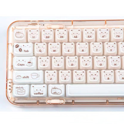 YMDK 119 Keys Coffee Sushi Cat PC ABS Cute Crystal Jelly MAO Profile Top Print Keycaps for 61/68/87/104/108 MX Mechanical Keyboards