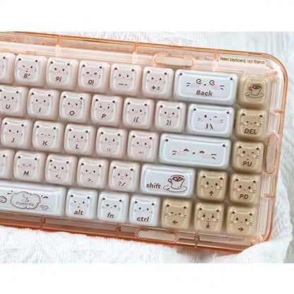 YMDK 119 Keys Coffee Sushi Cat PC ABS Cute Crystal Jelly MAO Profile Top Print Keycaps for 61/68/87/104/108 MX Mechanical Keyboards