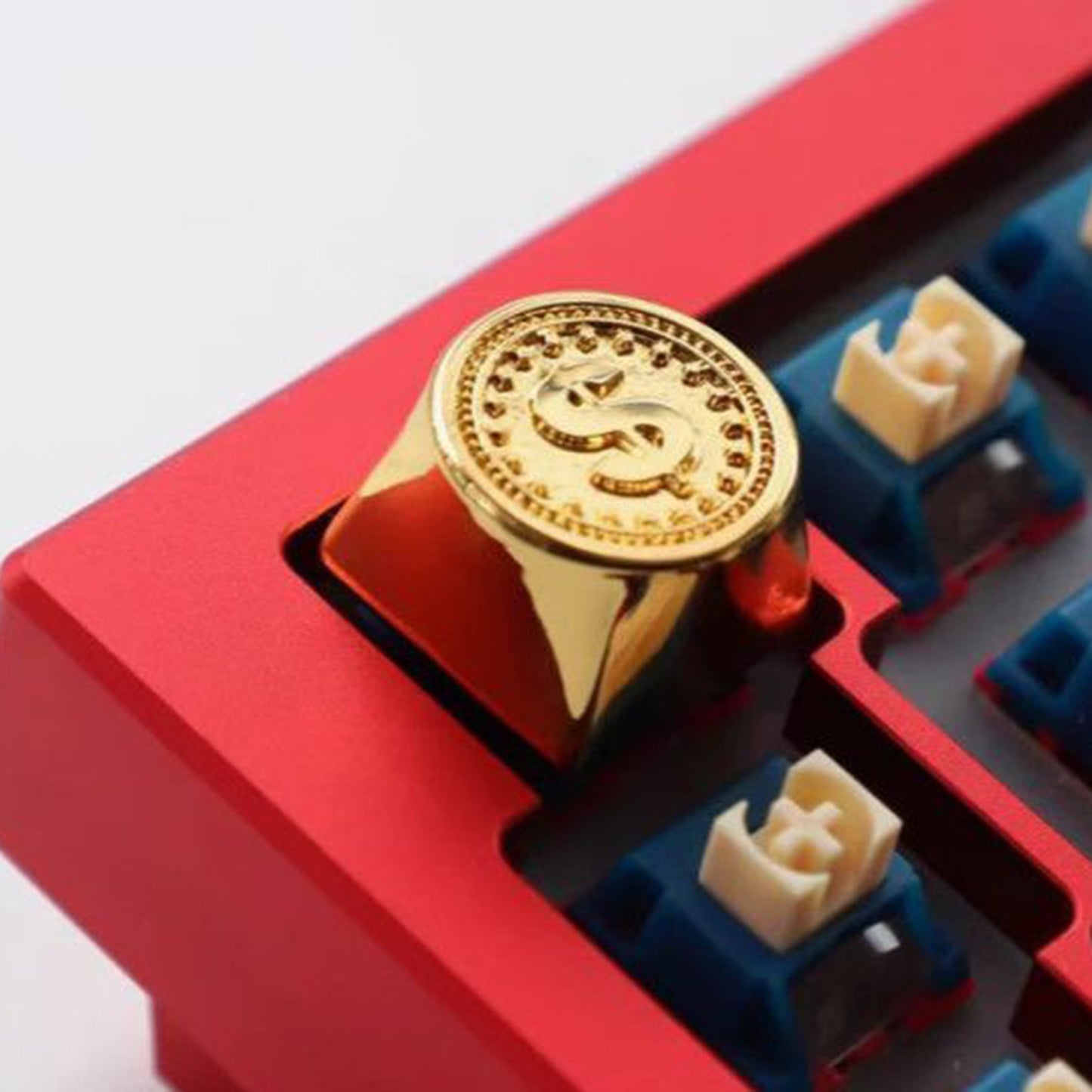 YMDK Gold Coin Dollar Theme Keycap Personalized Copper Esc Key 1u Keycaps for MX Mechanical Keyboards