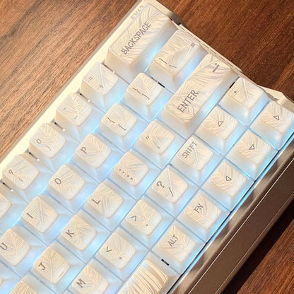 YMDK 129 Keys Sunny Feather Theme Pearlescent Cherry Profile ABS Top Print Keycaps for 61/84/87/104/108 MX Mechanical Keyboards