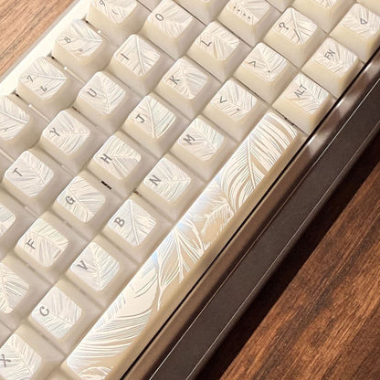 YMDK 129 Keys Sunny Feather Theme Pearlescent Cherry Profile ABS Top Print Keycaps for 61/84/87/104/108 MX Mechanical Keyboards