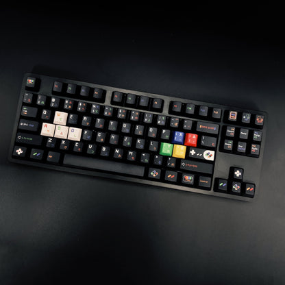 142 Keys Childlike Black Theme Five Sides Dye Sub PBT Cherry Profile Keycaps for 61/84/87/104/108 MX Mechanical Keyboards