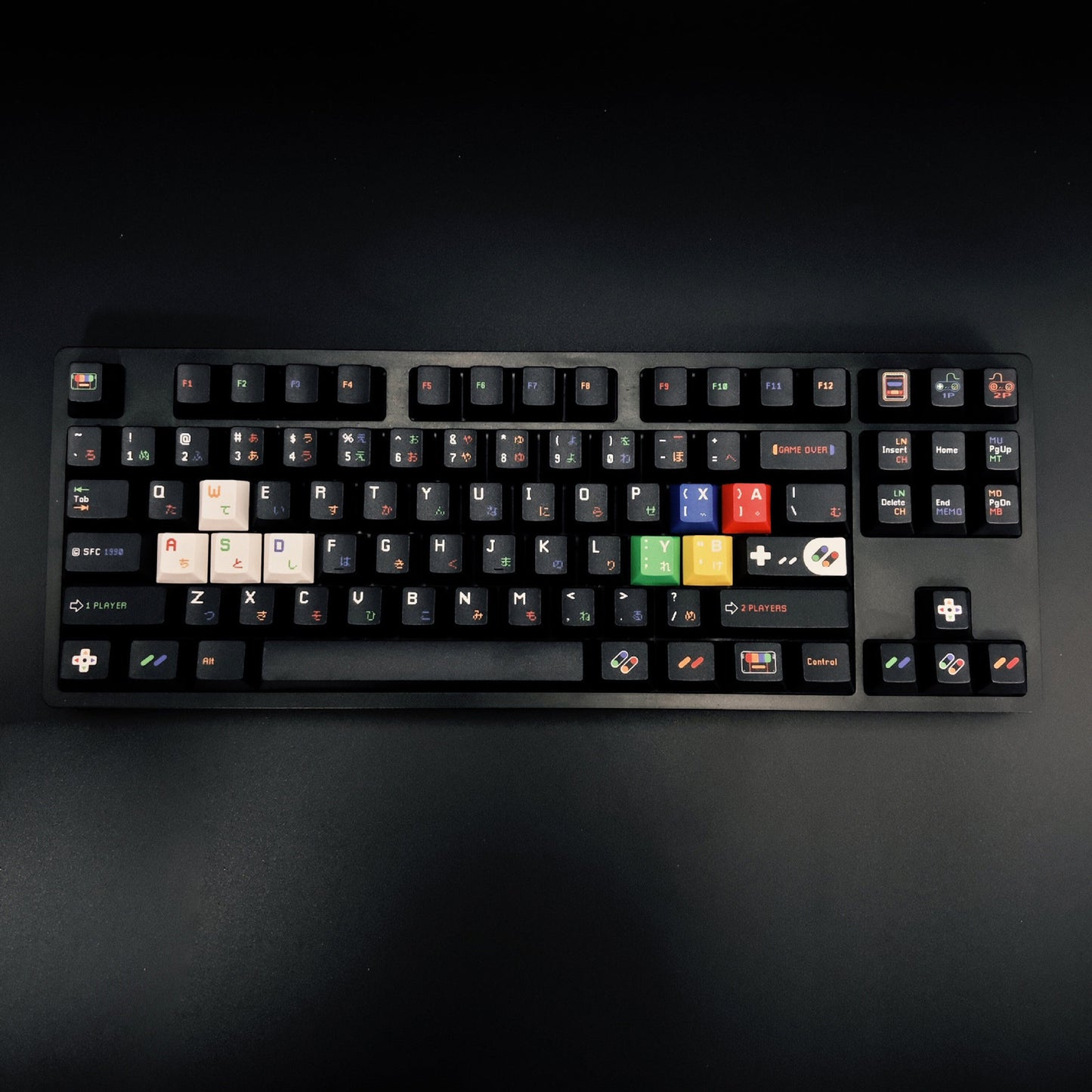 142 Keys Childlike Black Theme Five Sides Dye Sub PBT Cherry Profile Keycaps for 61/84/87/104/108 MX Mechanical Keyboards