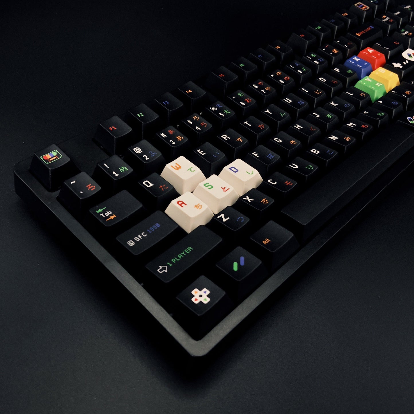 142 Keys Childlike Black Theme Five Sides Dye Sub PBT Cherry Profile Keycaps for 61/84/87/104/108 MX Mechanical Keyboards