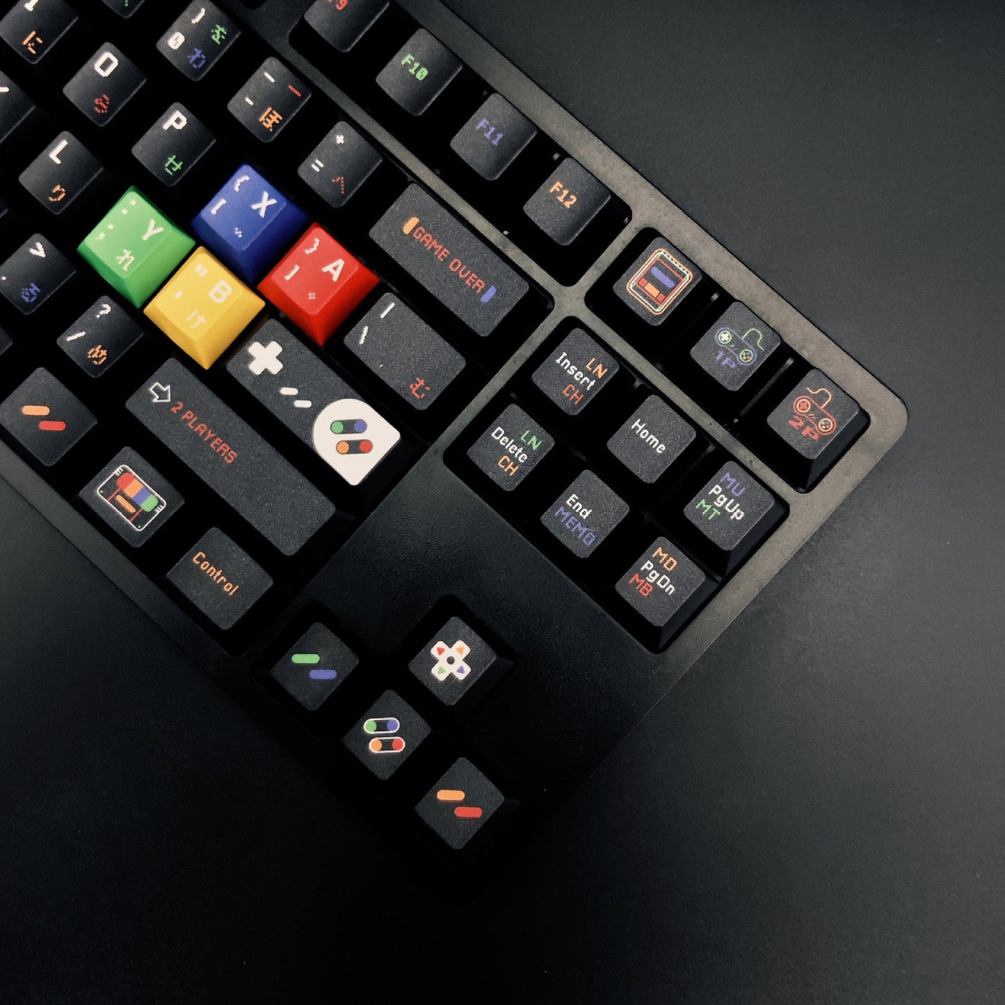 142 Keys Childlike Black Theme Five Sides Dye Sub PBT Cherry Profile Keycaps for 61/84/87/104/108 MX Mechanical Keyboards
