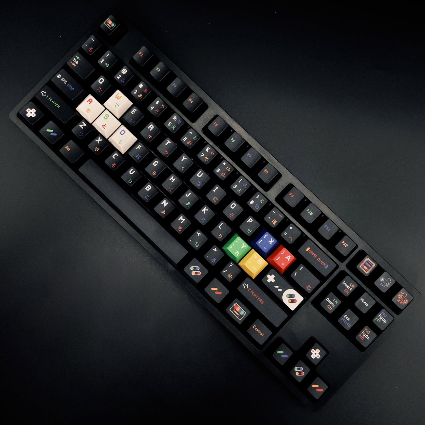 142 Keys Childlike Black Theme Five Sides Dye Sub PBT Cherry Profile Keycaps for 61/84/87/104/108 MX Mechanical Keyboards