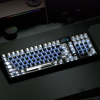 YMDK 126 Keys Black White Clear PC Cherry Profile PC Shine Through UV Top Print Keycaps for 61/84/87/104/108 MX Mechanical Keyboards
