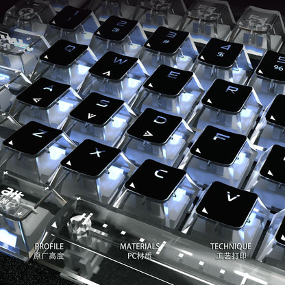 YMDK 126 Keys Black White Clear PC Cherry Profile PC Shine Through UV Top Print Keycaps for 61/84/87/104/108 MX Mechanical Keyboards