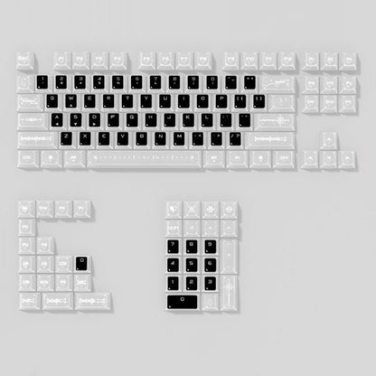 YMDK 126 Keys Black White Clear PC Cherry Profile PC Shine Through UV Top Print Keycaps for 61/84/87/104/108 MX Mechanical Keyboards