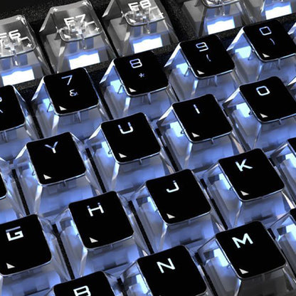 YMDK 126 Keys Black White Clear PC Cherry Profile PC Shine Through UV Top Print Keycaps for 61/84/87/104/108 MX Mechanical Keyboards