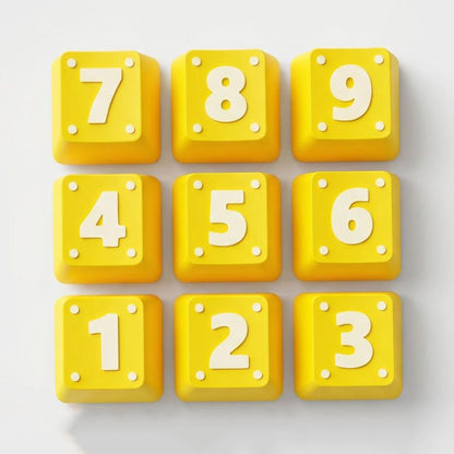 YMDK Cute Cartoon Yellow Number Area 1-9 Keys PLA Material Creative 9pcs Keycaps for MX Mechanical Keyboards
