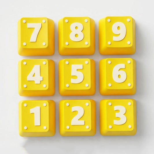 YMDK Cute Cartoon Yellow Number Area 1-9 Keys PLA Material Creative 9pcs Keycaps for MX Mechanical Keyboards