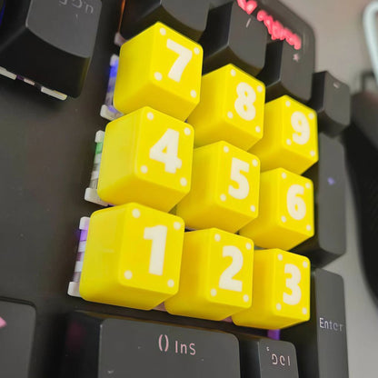 YMDK Cute Cartoon Yellow Number Area 1-9 Keys PLA Material Creative 9pcs Keycaps for MX Mechanical Keyboards