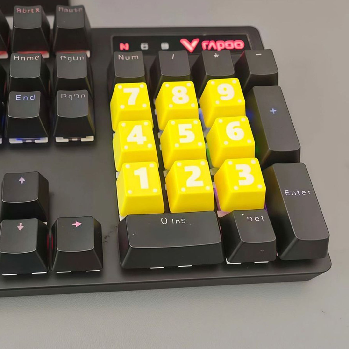YMDK Cute Cartoon Yellow Number Area 1-9 Keys PLA Material Creative 9pcs Keycaps for MX Mechanical Keyboards