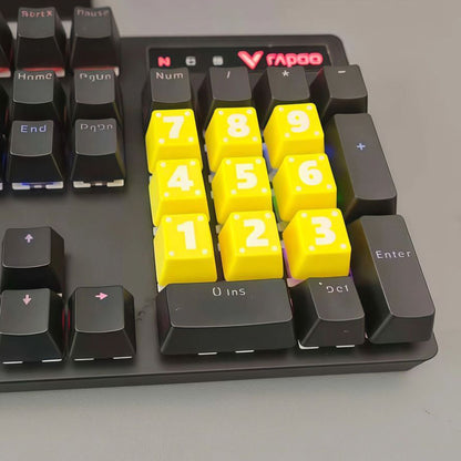 YMDK Cute Cartoon Yellow Number Area 1-9 Keys PLA Material Creative 9pcs Keycaps for MX Mechanical Keyboards