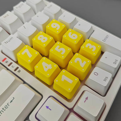 YMDK Cute Cartoon Yellow Number Area 1-9 Keys PLA Material Creative 9pcs Keycaps for MX Mechanical Keyboards
