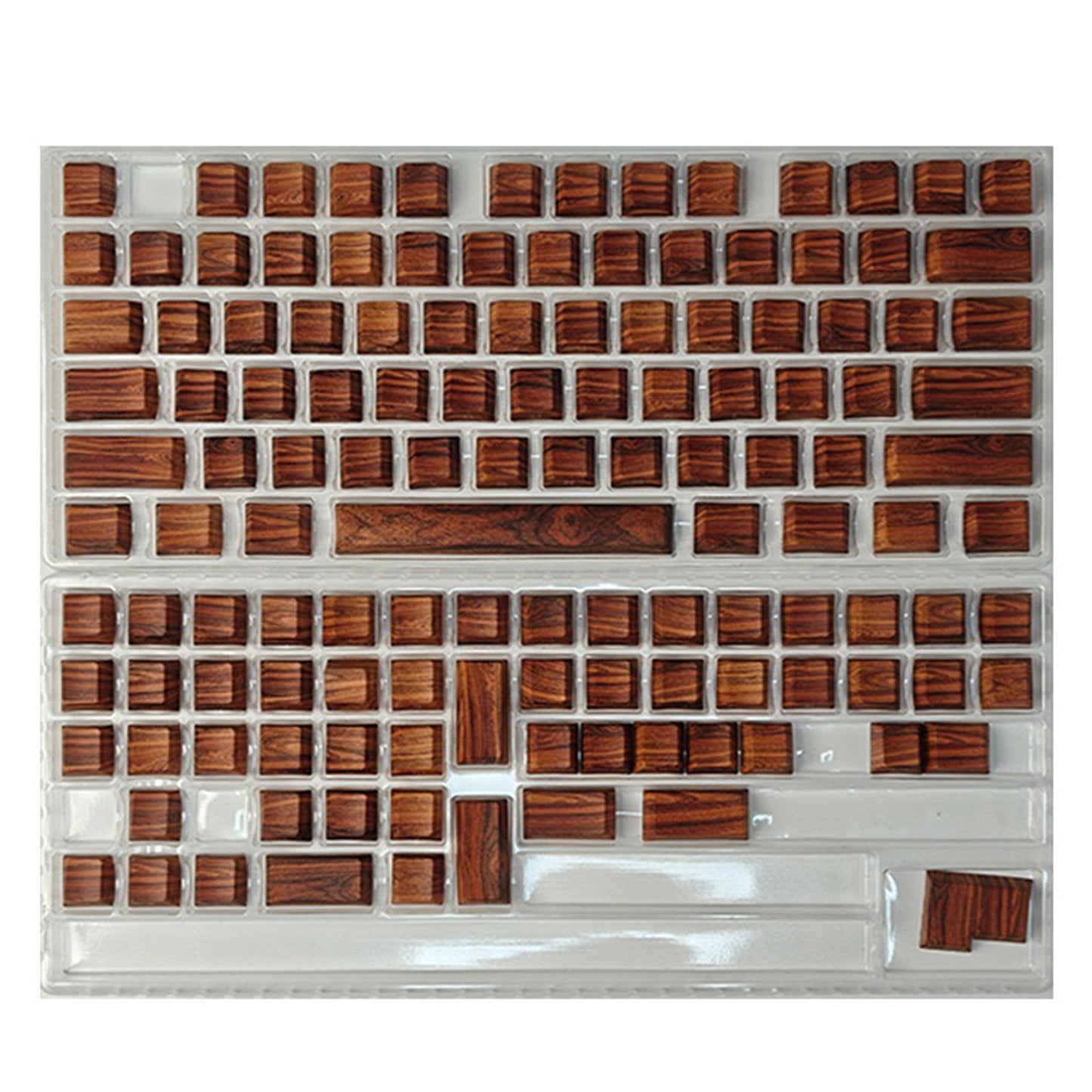 YMDK 130 Keys Walnut Wood Grain Keycaps Side-lit Cherry Profile PBT Keycap for 61 64 68 84 87 96 98 104 108 MX Mechanical Keyboards