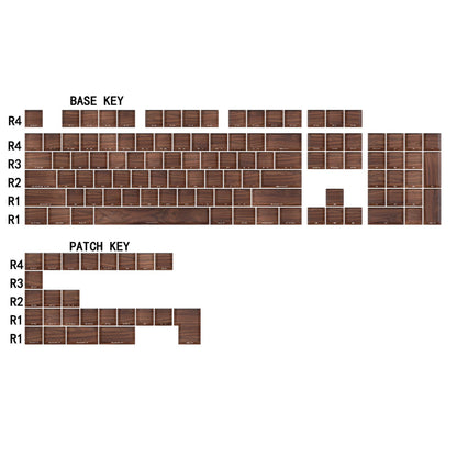 YMDK 130 Keys Walnut Wood Grain Keycaps Side-lit Cherry Profile PBT Keycap for 61 64 68 84 87 96 98 104 108 MX Mechanical Keyboards