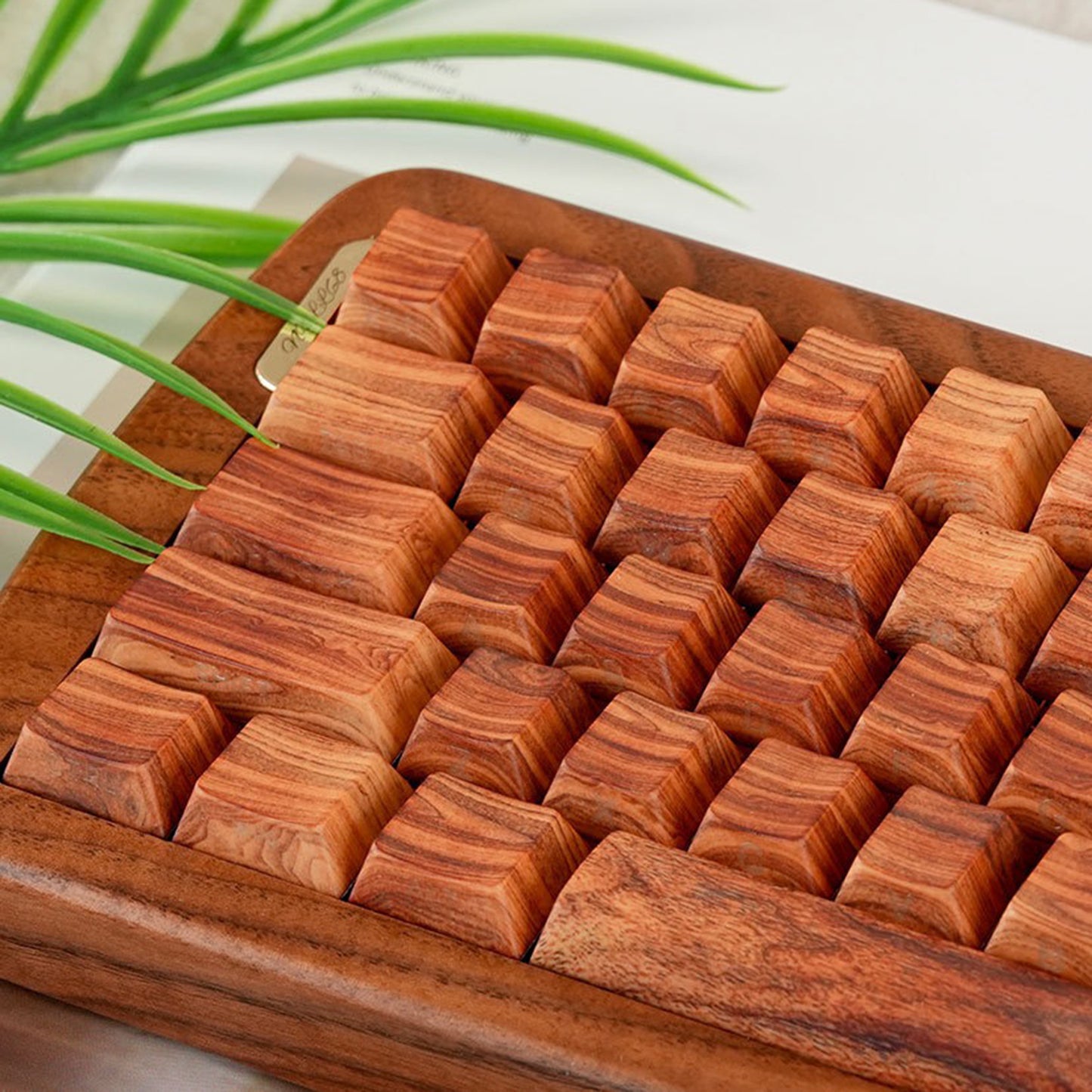 YMDK 130 Keys Walnut Wood Grain Keycaps Side-lit Cherry Profile PBT Keycap for 61 64 68 84 87 96 98 104 108 MX Mechanical Keyboards