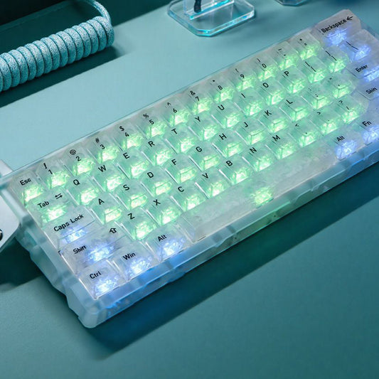 YMDK 136 Keys Carbon Fiber Texture Keycap Black White UV Top Print Shine Through Cherrry Profile Keycaps for MX Mechanical Keyboards